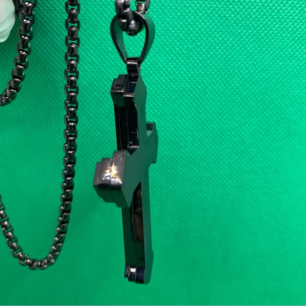 Black Cross Pendant Necklace